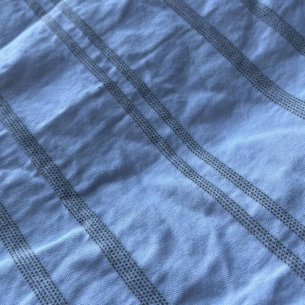 INUP Home Full/Queen Duvet Cover Pinstripe Cotton Button Closure Portugal White
